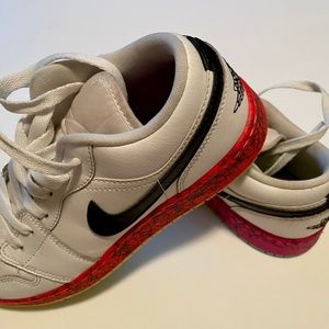 Air Jordan 1 Retro Low Sneakers Shoes White Volt Crimson 5Y/6.5 W